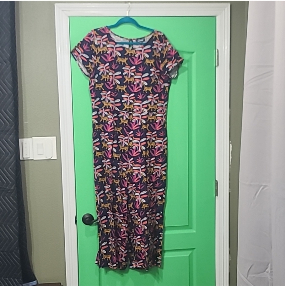 Modcloth Bold Nation Tiger Jungle Print Wide Leg Crop Jumpsuit Pockets Large - Picture 7 of 10